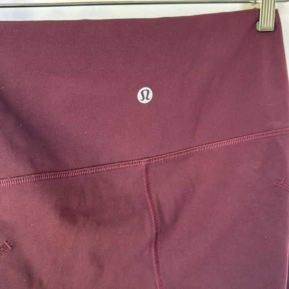 Lululemon Wunder Train Sheer Calf Leggings High Rise Burgundy Maroon Color 6 - Picture 6 of 10